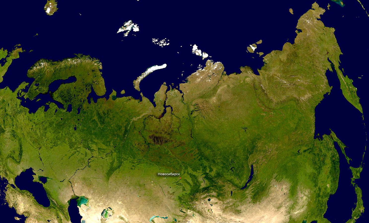 Карта России на материке Евразия